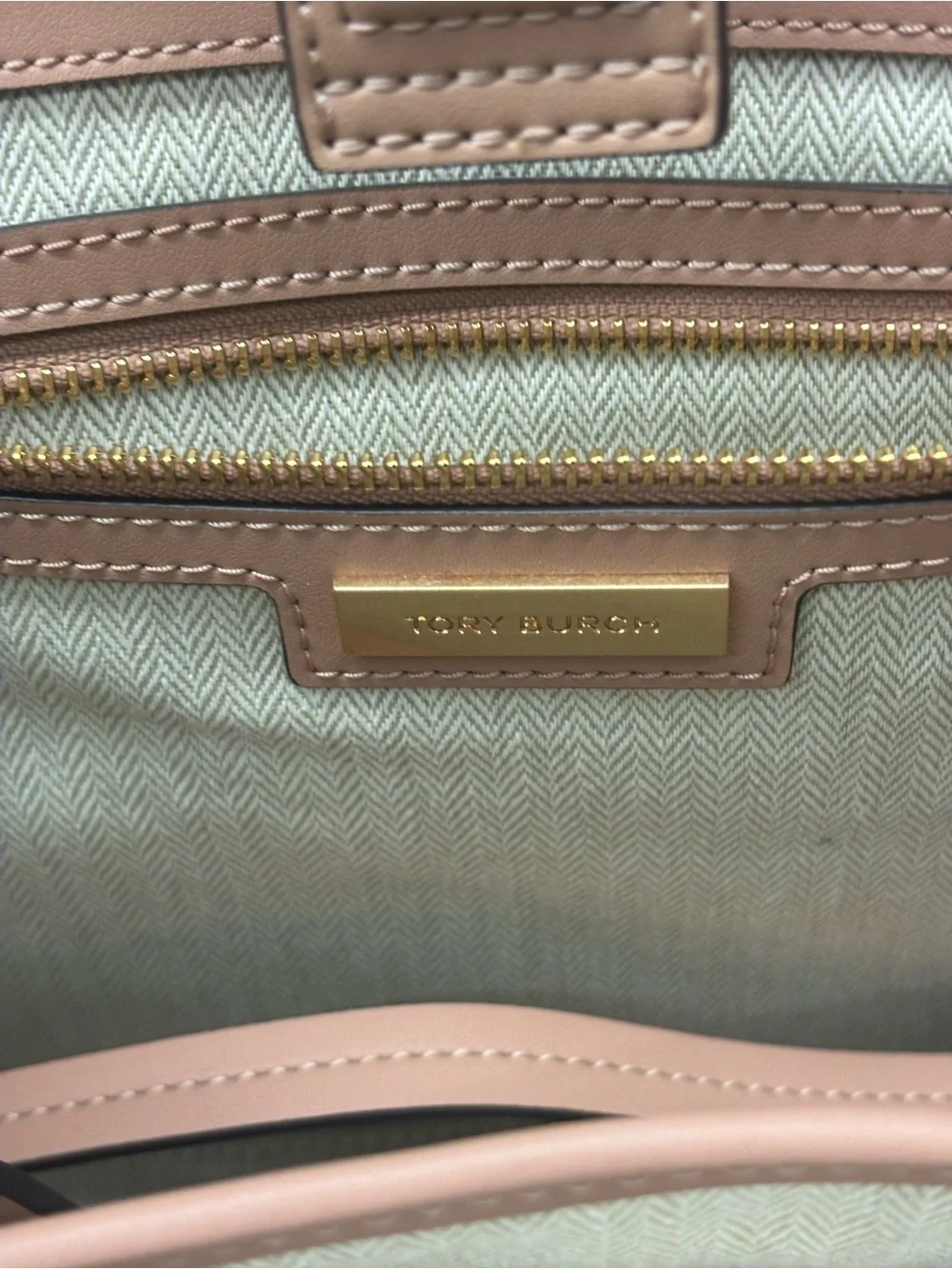 Tory Burch Blush Leather Logo Tote